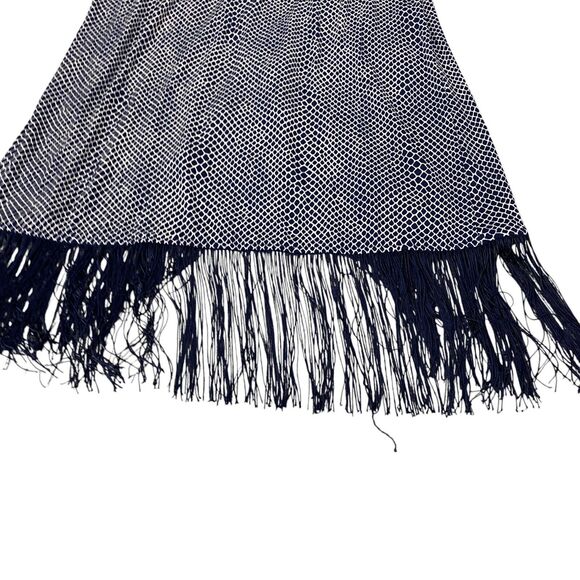 Michael Kors Sheath Dress Womens Medium Navy White Fringing Short Sleeve $135 - Picture 11 of 16